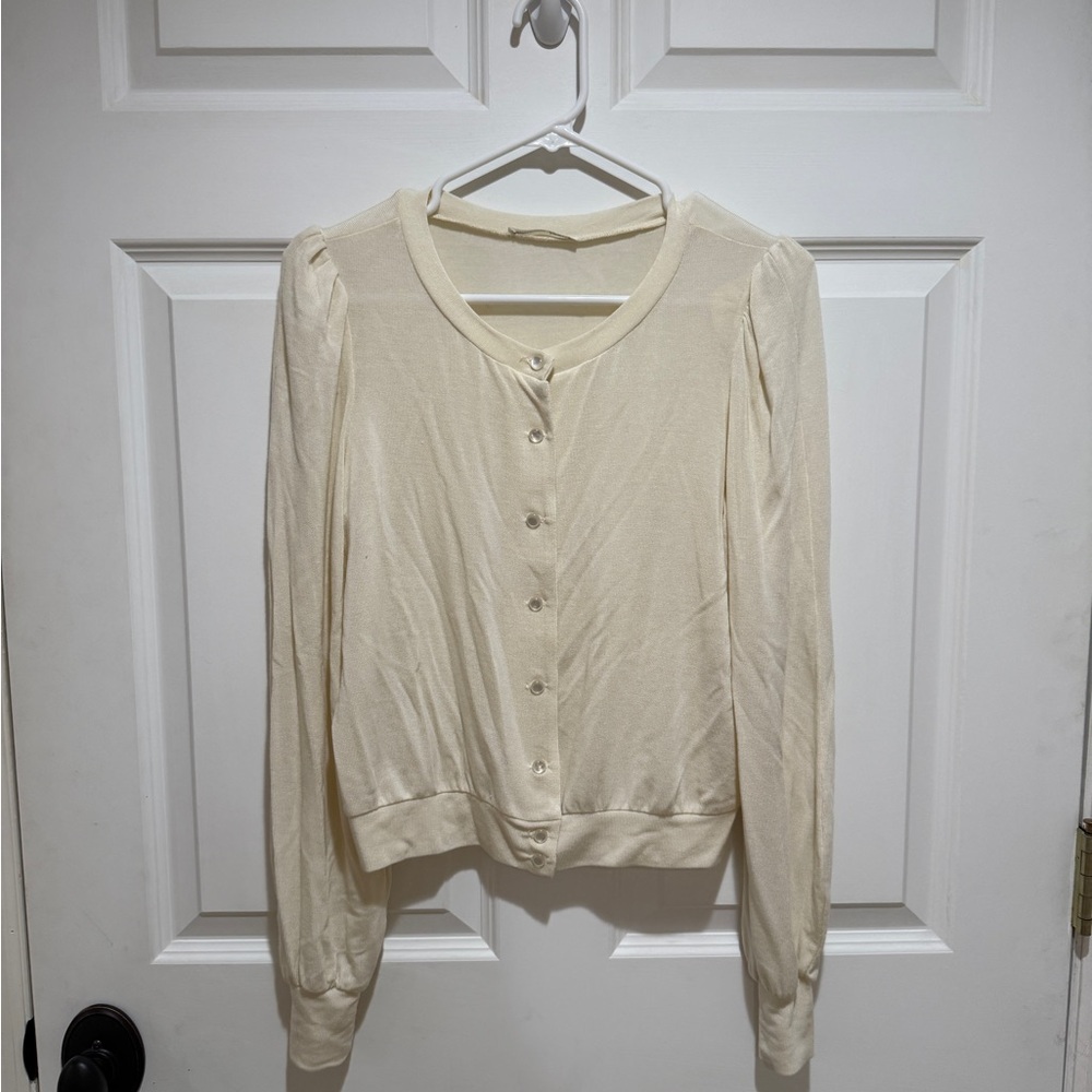 Reformation Cream Button-Up Cardigan